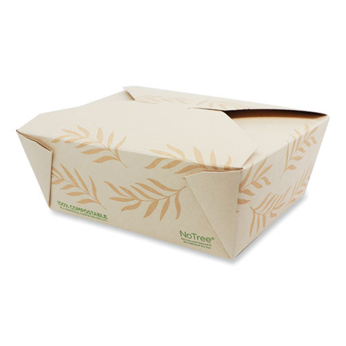 No Tree Folded Takeout Containers, 46 Oz, 5.5 X 6.9 X 2.5, Natural, Sugarcane, 300/carton