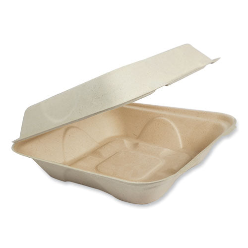 Fiber Hinged Containers, 1-compartment, 7 X 8.3 X 3.2, Natural, Paper, 300/carton