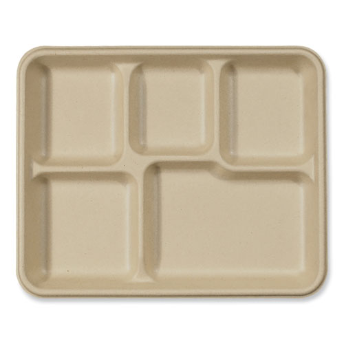 Fiber Trays, 5-compartment, 8.5 X 10.24 X 1.01, Natural, Paper, 400/carton