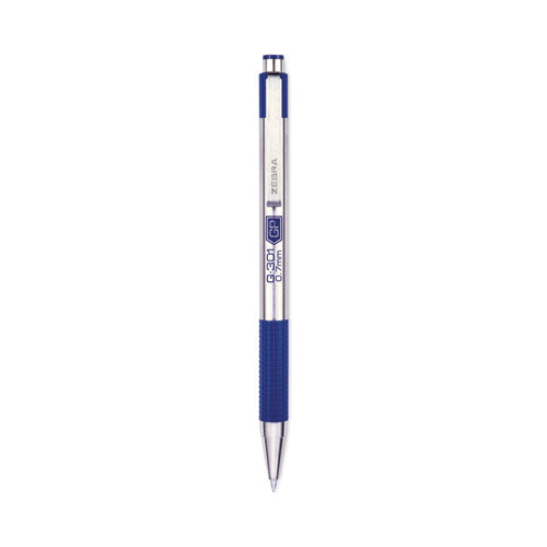 G-301 Gel Pen, Retractable, Medium 0.7 Mm, Blue Ink, Stainless Steel/blue Barrel